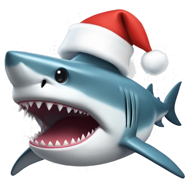 Shark with a santa hat emoji