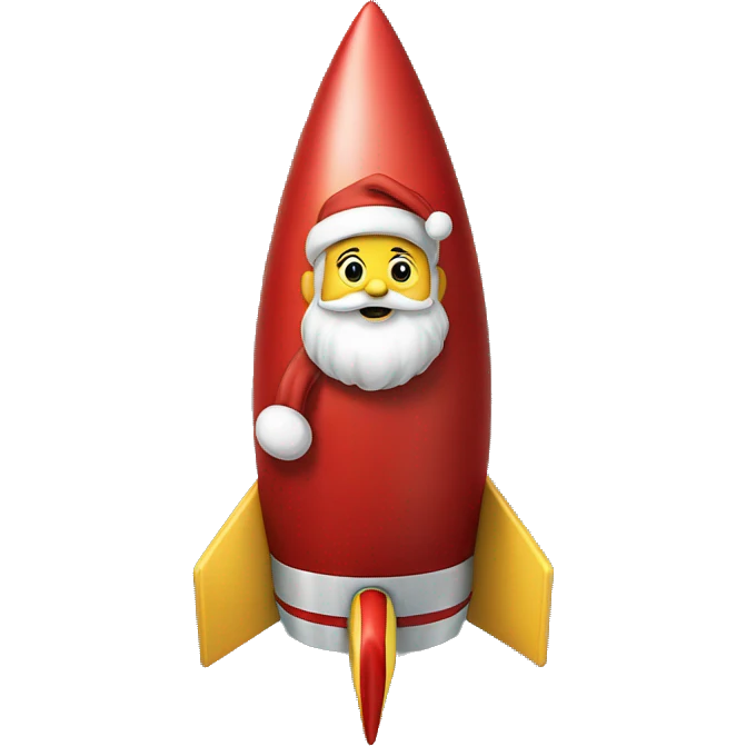 santa claus seat on the rocket emoji