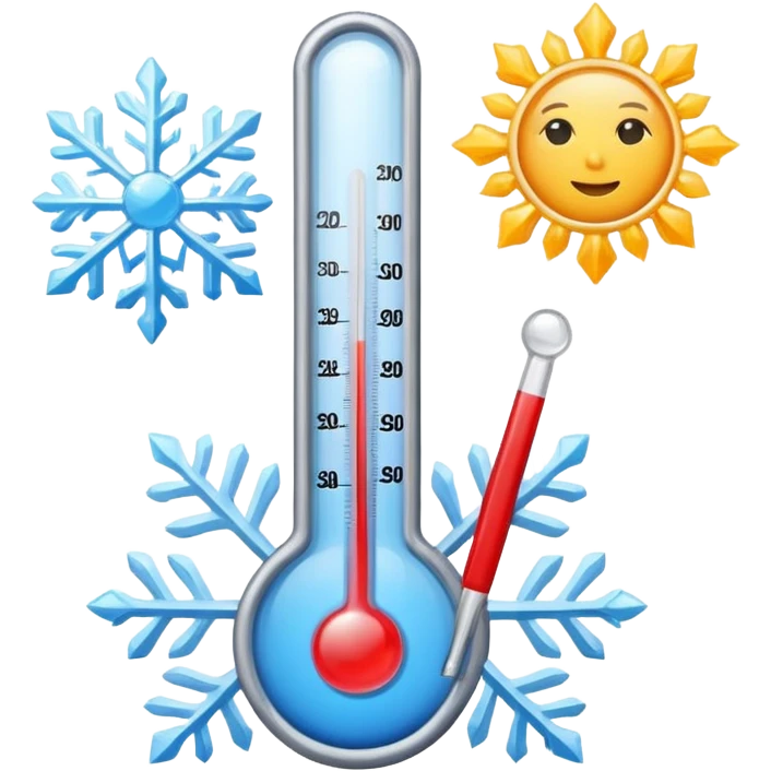 thermometer with snowflake and sun emoji