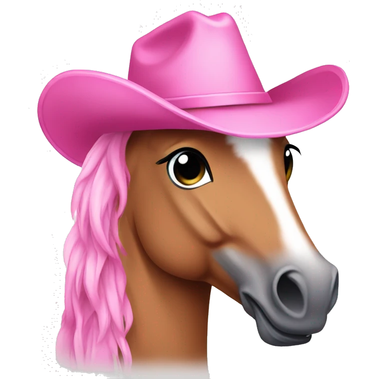 Pink pony with pink cowgirl hat emoji