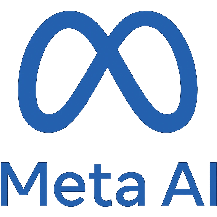 modern minimal logo of Meta AI, abstract infinity loop or abstract M, blue and white color scheme emoji