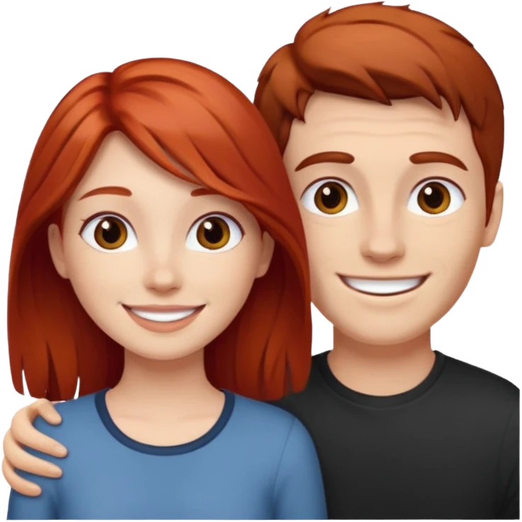 Red haired girl with white guy dark brown hair  romance emoji