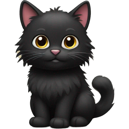 black big fluffy tail cat emoji