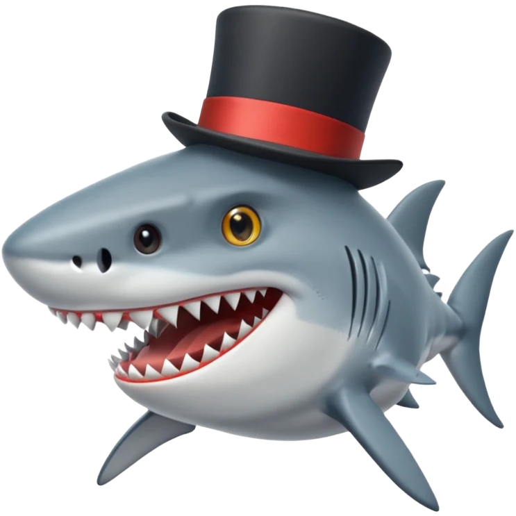 Shark with a top hat emoji
