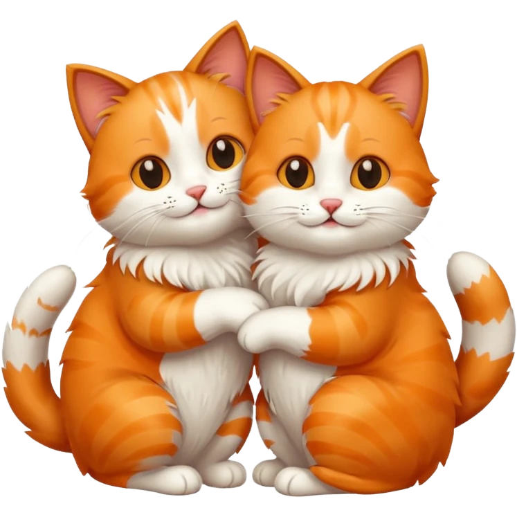 two happy cats hugging emoji