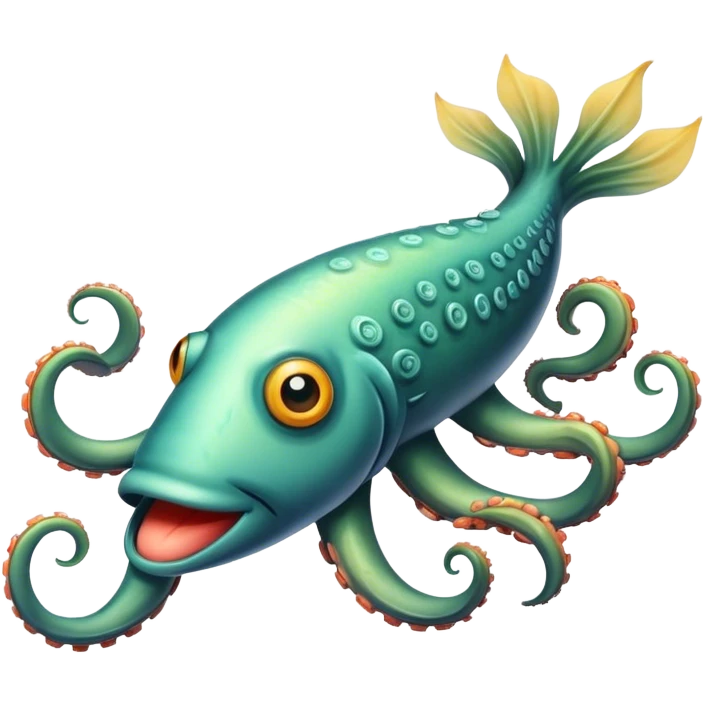 A long fish with tentacles emoji