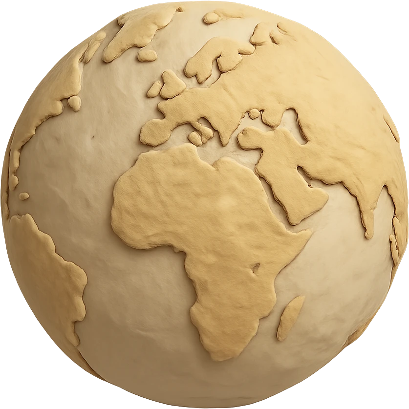 claymation style beige world globe with soft textures emoji