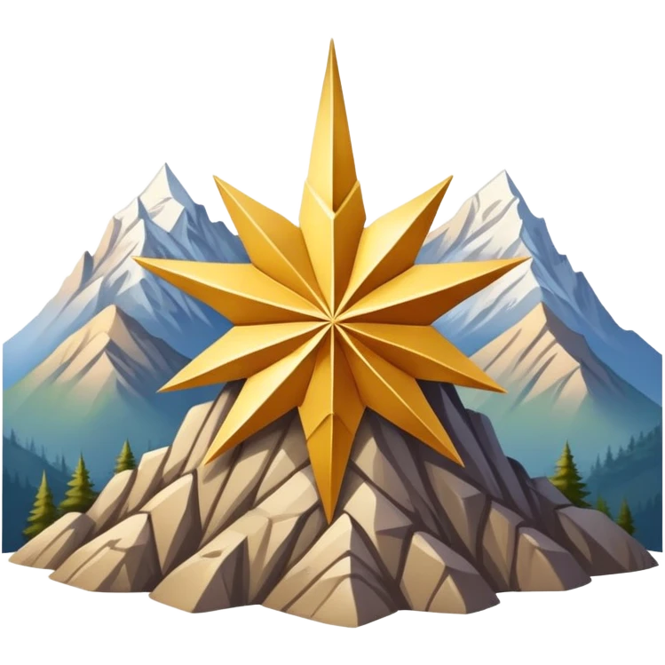 eight-pointed star with wide points and mountain silhouette in center emoji