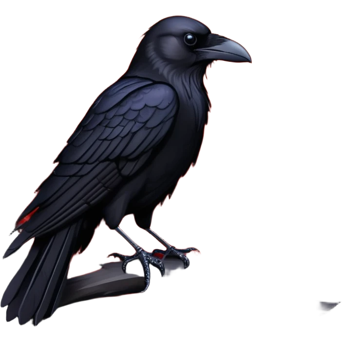 black raven against the backdrop of the red moon emoji