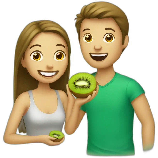 people enjoying a kiwi emoji