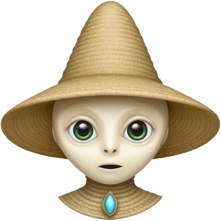 ancient alien with conical hat, white emoji