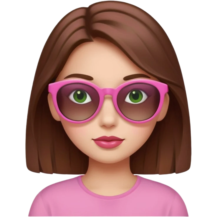 a beautiful, fair-skinned girl with brown hair who likes shades of pink, green, and brown emoji