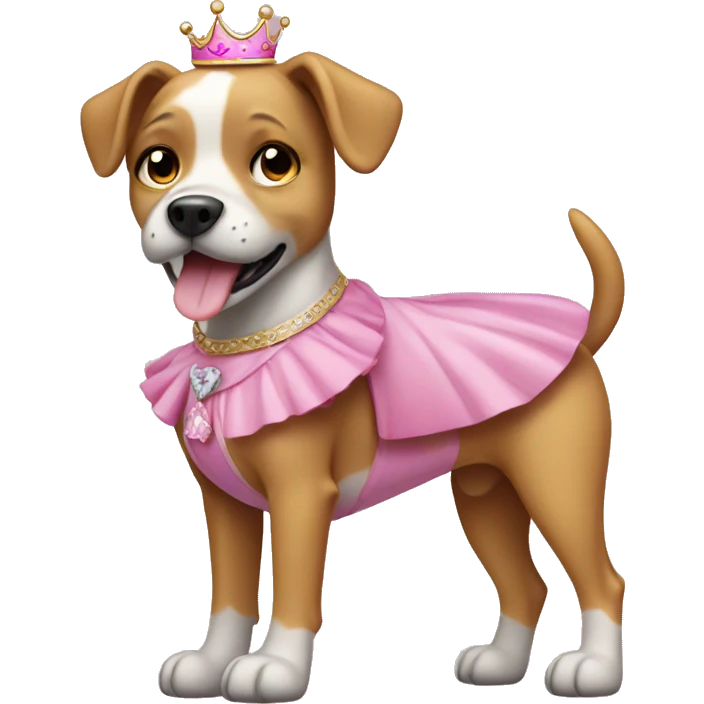 Dog wearing a pink princess dress emoji