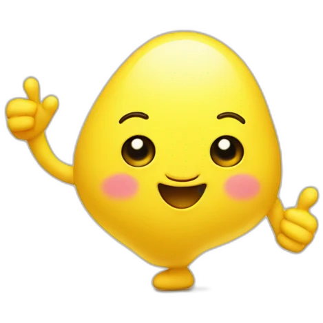a yellow cute blob with big eyes is smiling with both hands thumbs up emoji