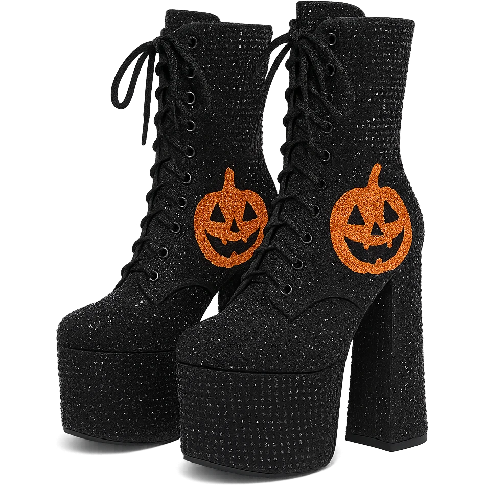 Halloween kpop idol stage boots, sparkly and fashionable, remove background emoji