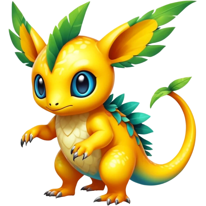 Exotic tropical shiny rare epic cute Fakémon-creature, full body, with random markings emoji