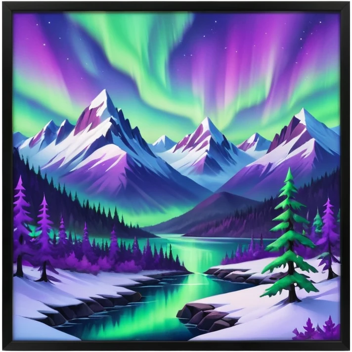 Alaska taiga: snowy forests, mountains & Northern lights emoji
