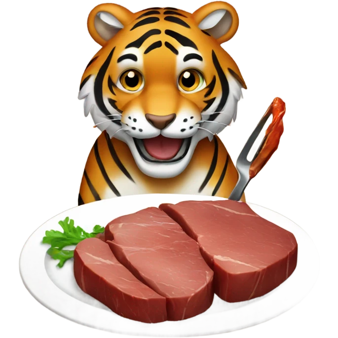 tiger eating steak emoji