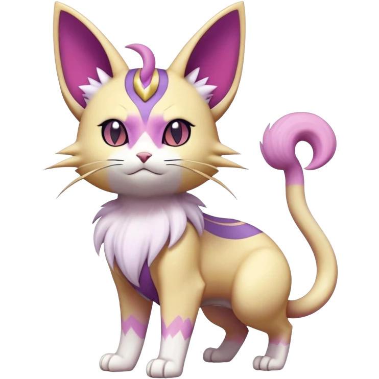 Meowth-Espeon-Skitty-Pokémon-Fakémon-hybrid-creature (full body) emoji