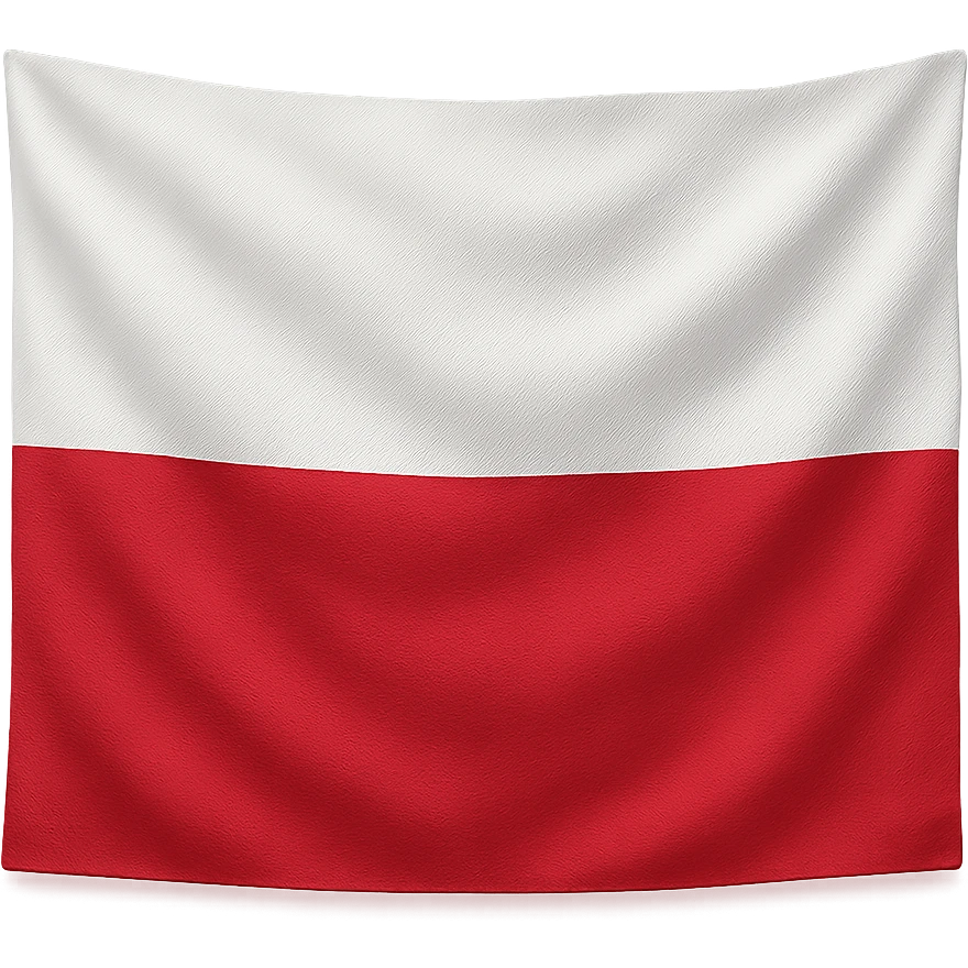 flag of Poland, fabric effect, two horizontal bands, white on top, red on bottom emoji