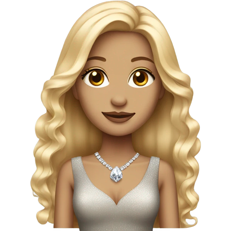 glam rich girl with diamonds with blonde long hair realistic  emoji