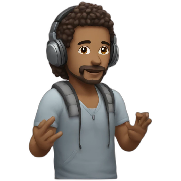 Man who listening music and love it of course emoji