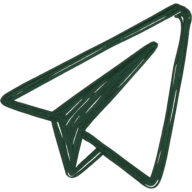 Minimalist dark green Telegram logo airplane icon, solid dark green color only, no background, no other colors, simple and clean design. emoji