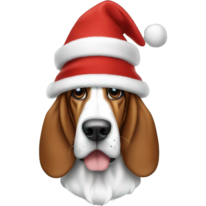 Basset hound in Christmas hat emoji