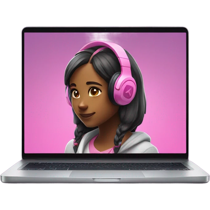 a girl playing fortnite with pink headphones  emoji