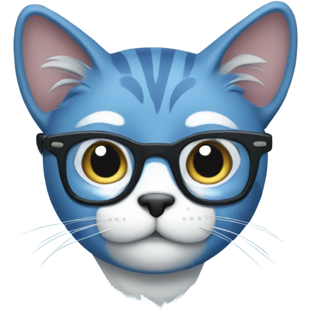Blue cat with glasses emoji