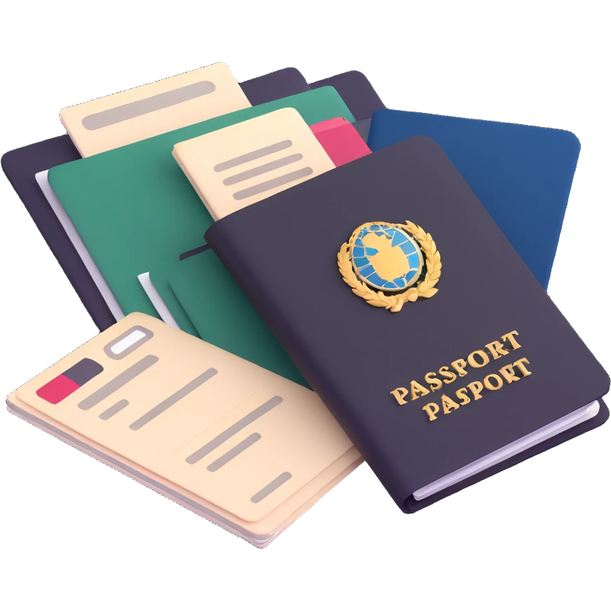 official document folder with passport and papers emoji