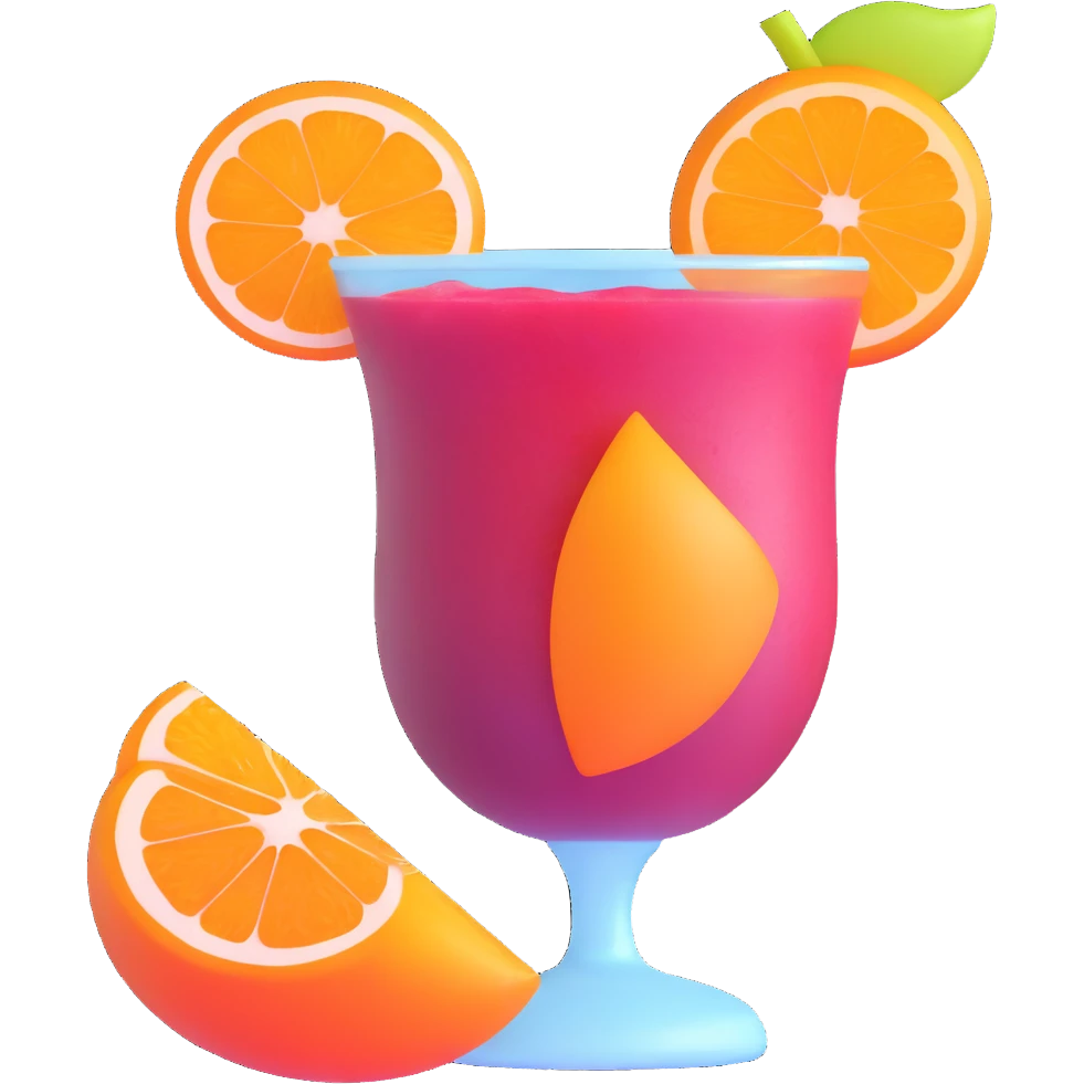 frozen sangria slushie with orange and apple slices emoji