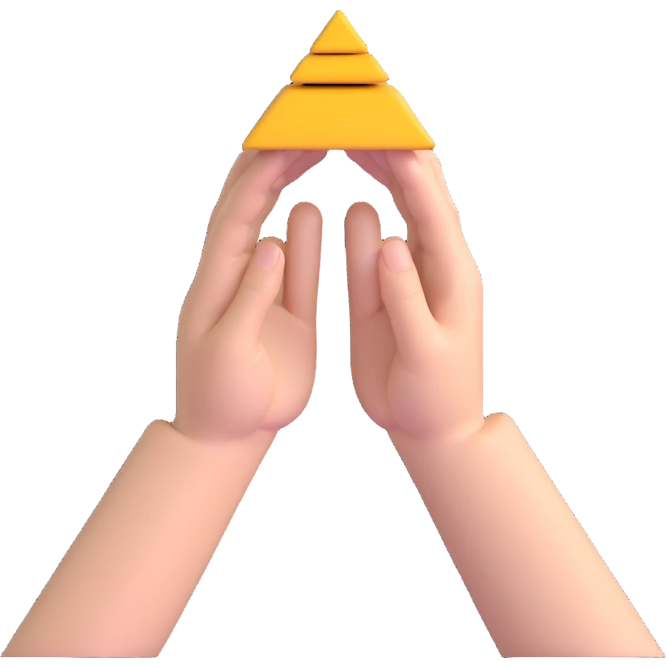 two hands making a pyramid with their fingers emoji