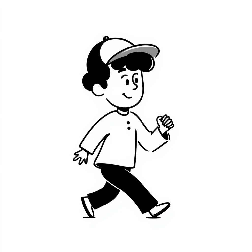 Simple sketch of a boy with a baseball cap emoji