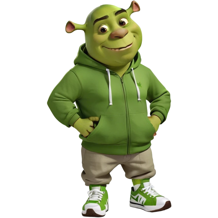 Shrek wearing a hoodie  emoji