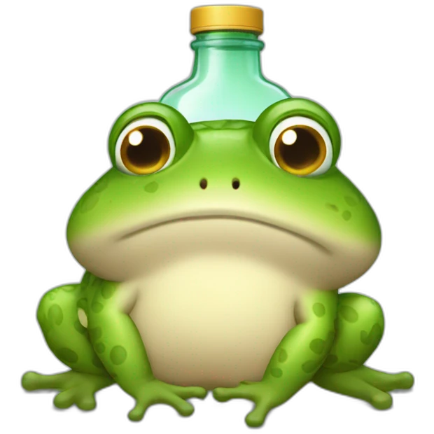 tired toad with bottle emoji