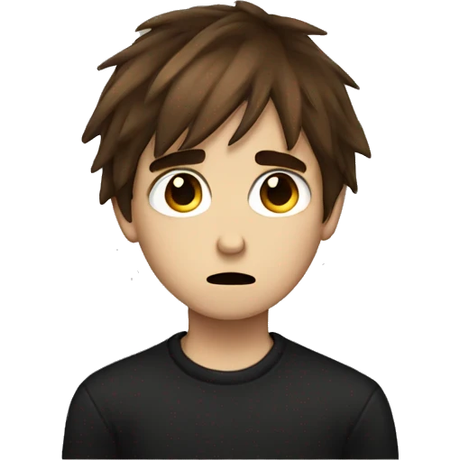 sad emo boy with brown hair emoji