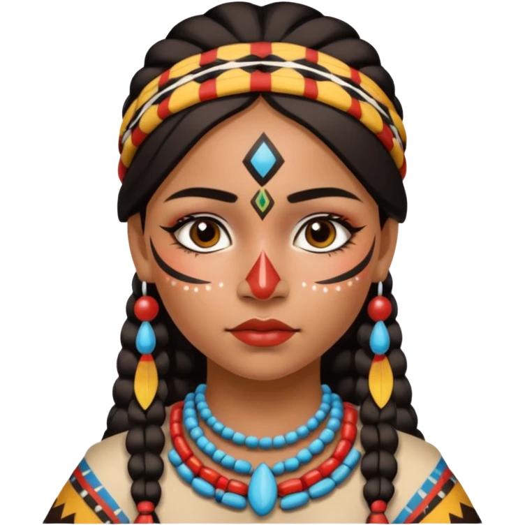 Chica indígena con maquillaje tradicional de indígenas con puntos y rayas emoji