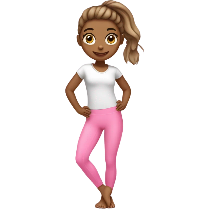 A cute girl in pink legging set Pilates  emoji