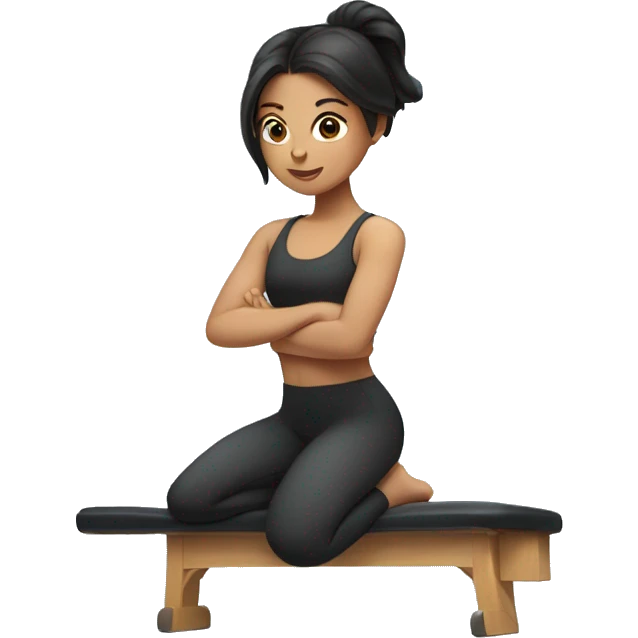 Girl with dark hair doing Pilates  emoji