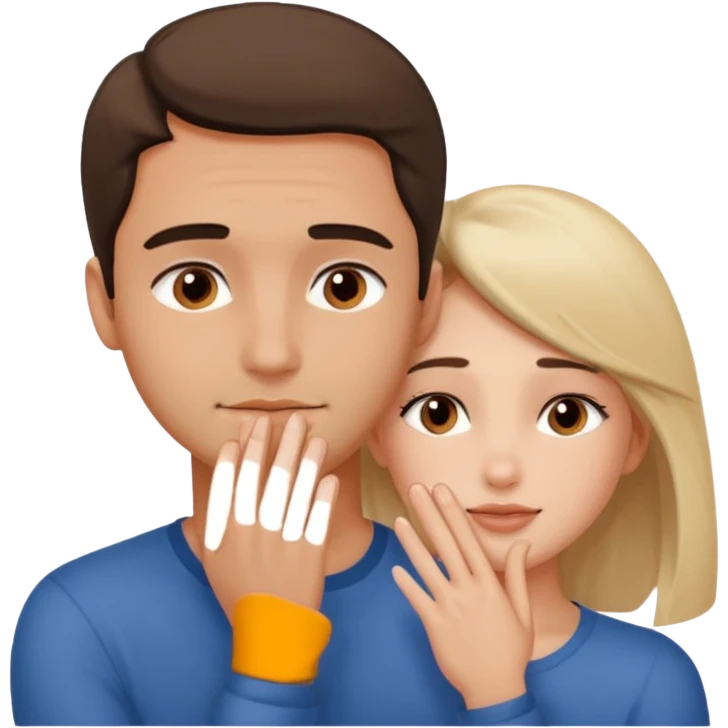 only one Girl touching his face with his own both hand, and smoothly rubbing the face emoji