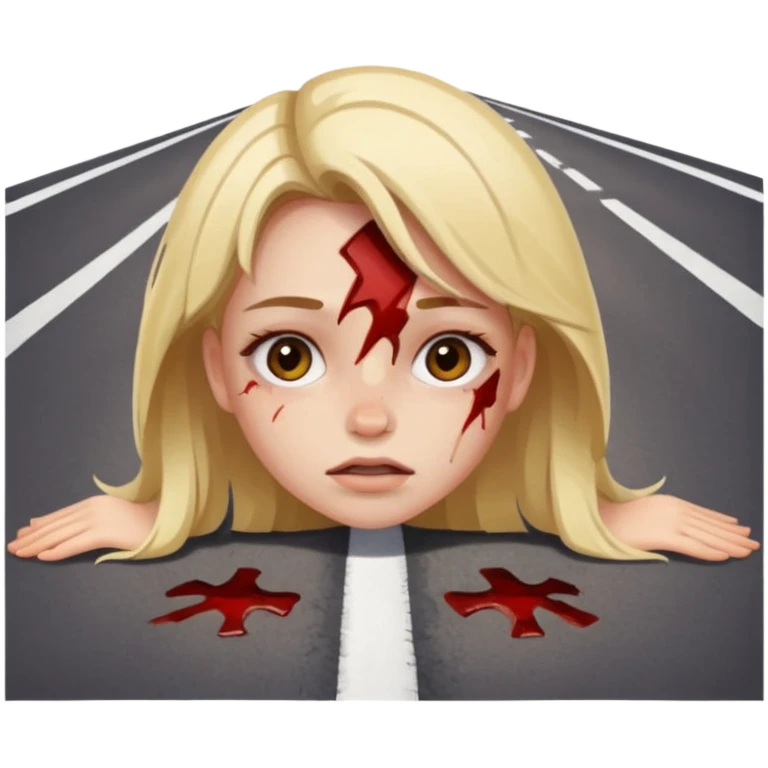 A girl hit by truck in road and been accident emoji