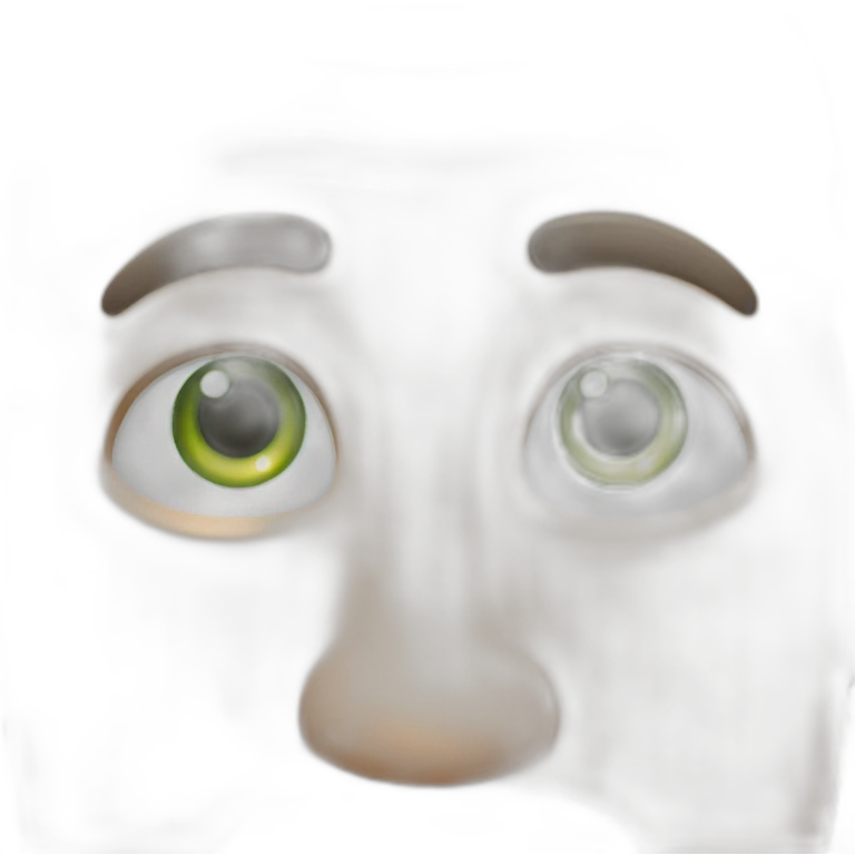 55-year-old man, a long nose, green eyes, bald hair to the side of head emoji
