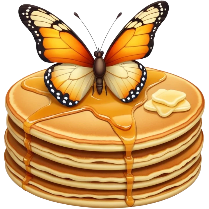 Butterfly eating pancakes emoji