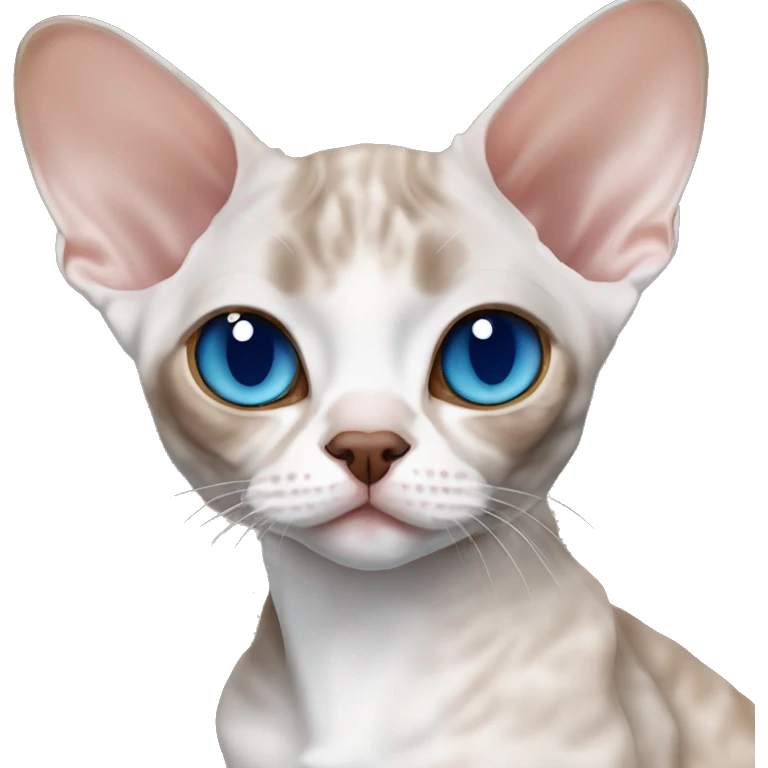 Chocolate Devon Rex and grey Devon Rex with blue eyes emoji