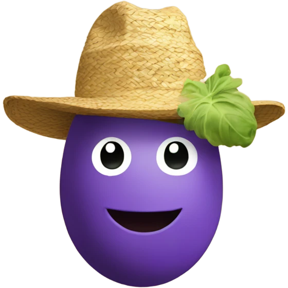 Egg plant in a straw hat emoji