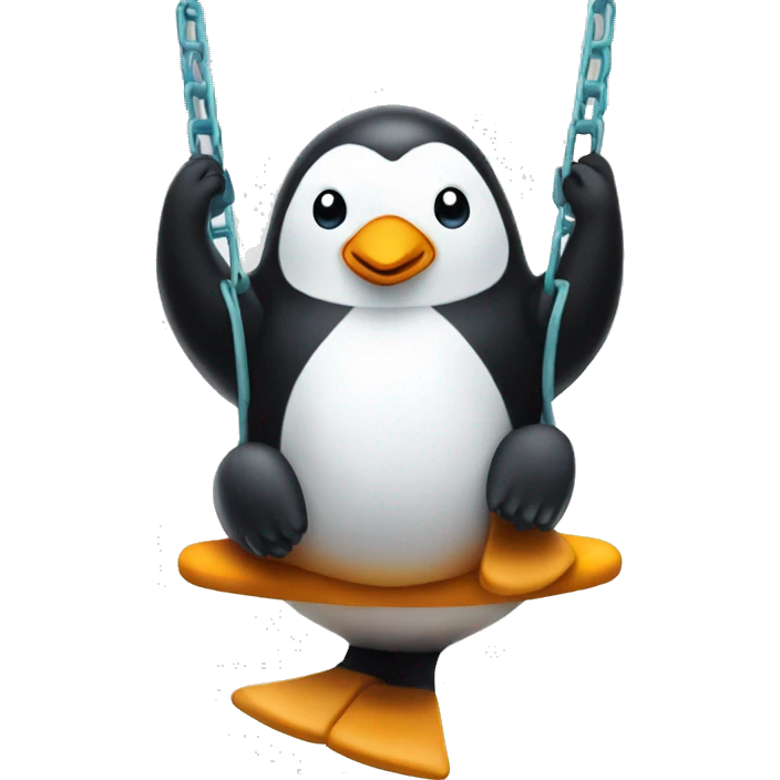 Penguin sitting on a playground swing emoji