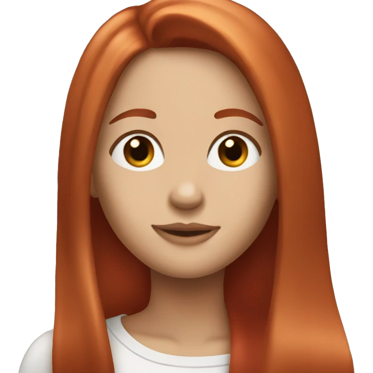 Red head long straight hair with blush  emoji