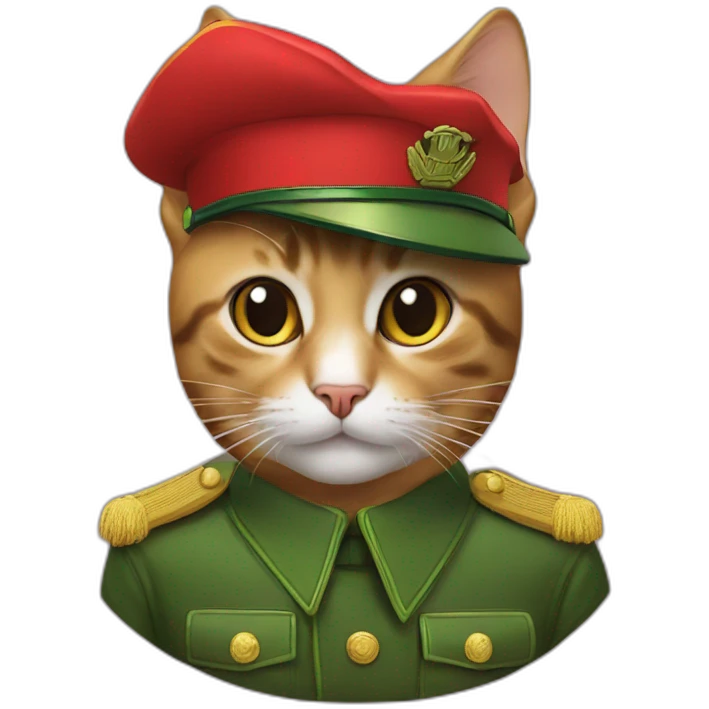 cat wearing chairman mao green military beret emoji