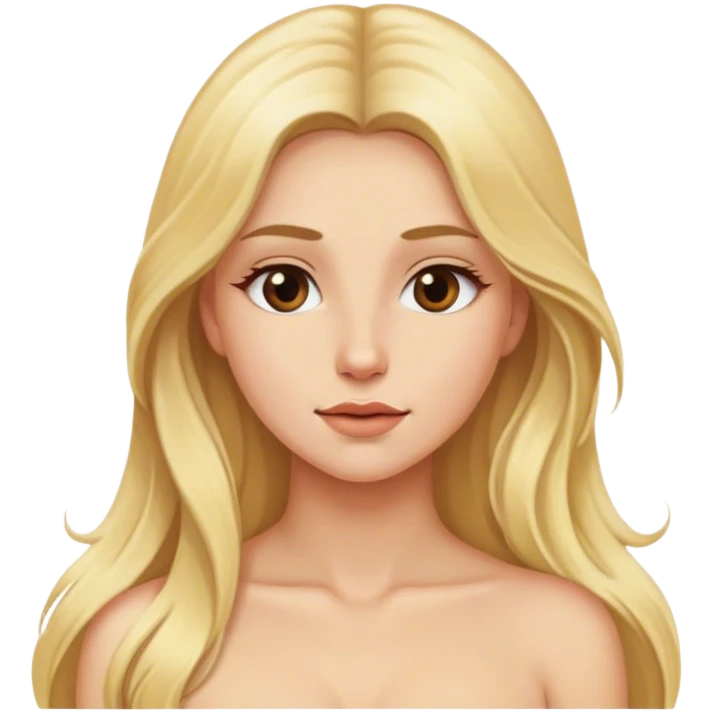 blonde long hair, sfw intimate pose emoji